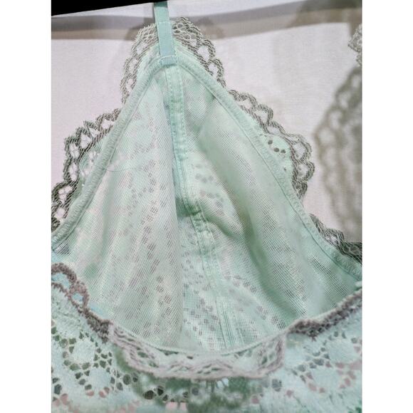 Free People Intimately Lace Underwire Bra Mint Green 32C Front Clasp Racerback - Picture 5 of 7